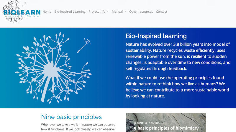 The Biolearn website, showing information about Bio-Inspired Learning